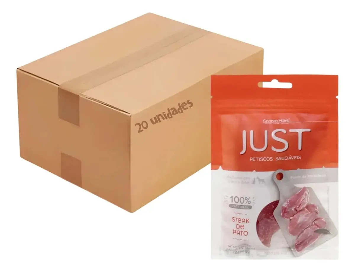 Kit Petisco Just Steak De Pato Cães E Gatos 55g 20 Unidades