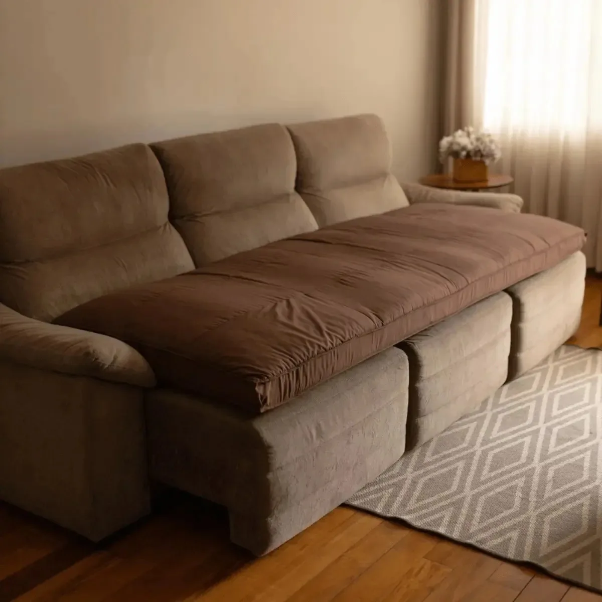 Protetor Sofá Pillow Top Manta Sofá Confort Flat 190x90x10 Cor Marrom-escuro Desenho Liso