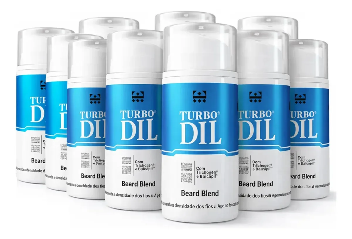 Kit 10 Unidades Turbodil Beard Blend Crescimento de Barba | Tratamento Anti Falhas | Aumenta Densidade dos Fios | Trichogen + Baicapil | Estimula Folículos | Testado Clinicamente
