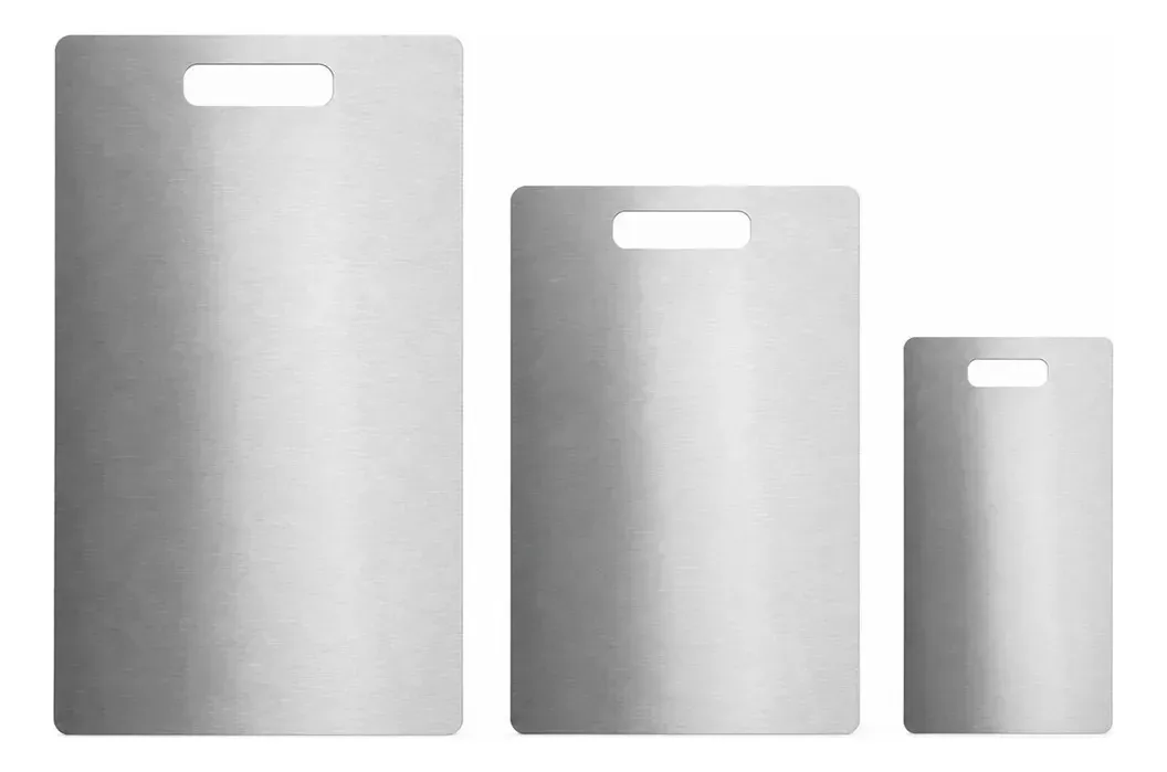 Kit 3 Tábuas De Corte De Alimentos Em Aço Inox - Aço Rio