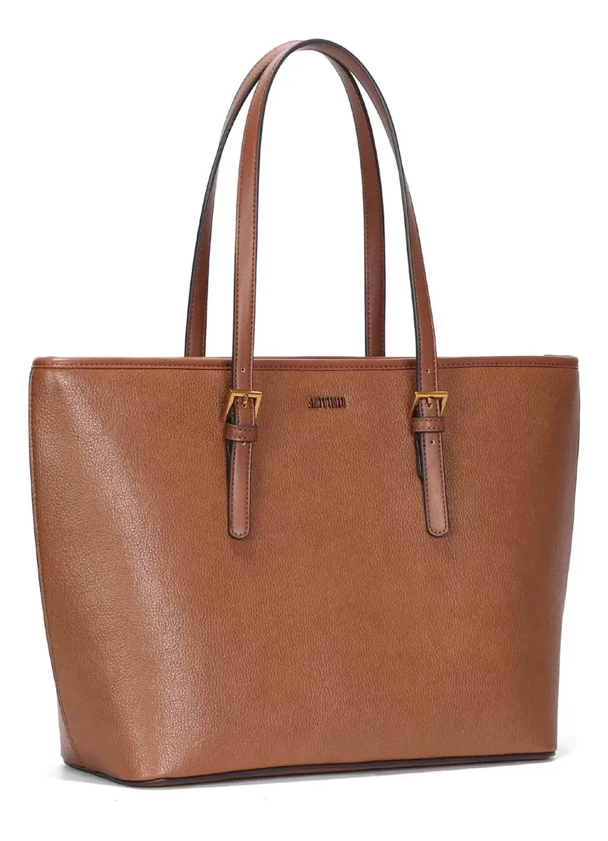 Bolsa Shopper Santa Lolla Caramelo Alça Fivelas Bege