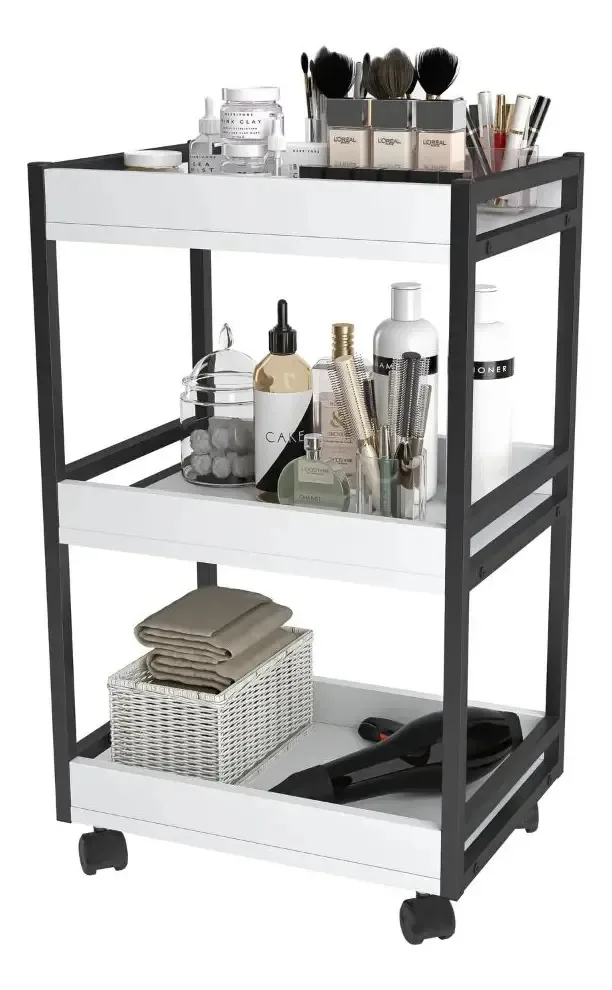 Carrinho Para Manicure Industrial 200 Esmaltes 3 Bandejas Preto