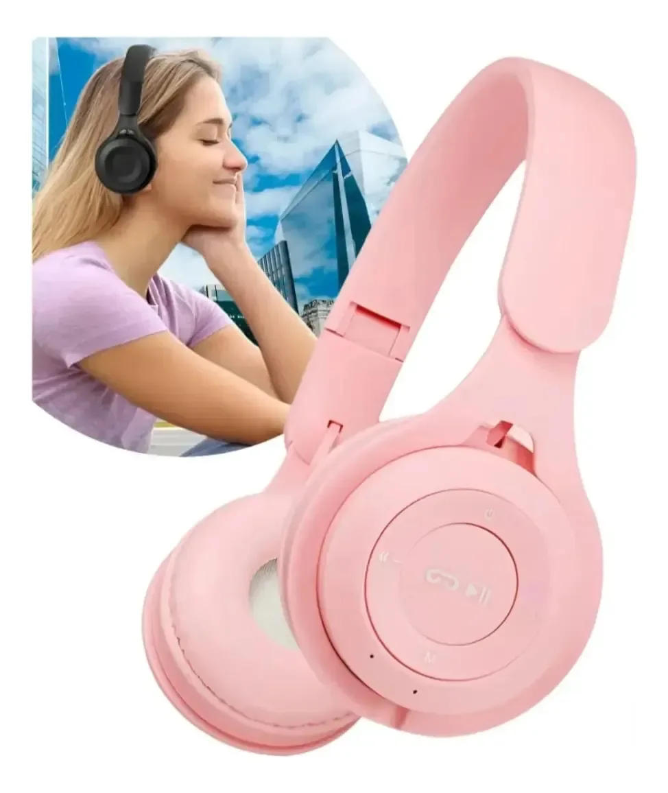 Fone Bluetooth Recarregavel Esportes, Lazer Jogos Criancas Rosa