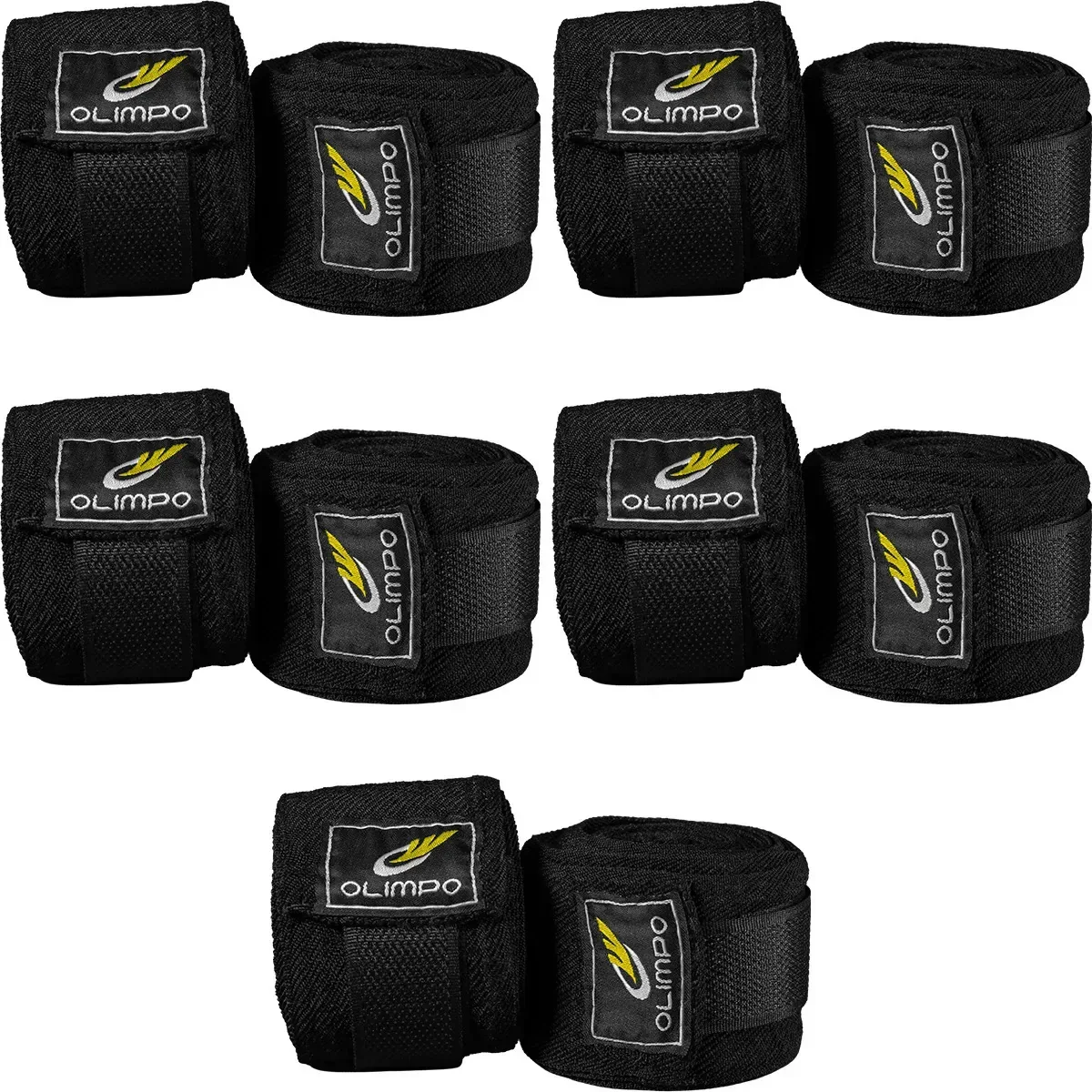 Kit 10 Bandagens 5m Boxe Muay Thai Olimpo Profissional Preto