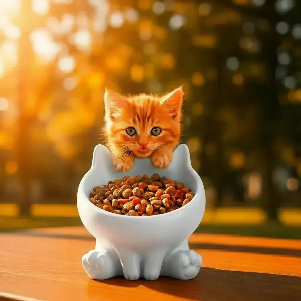 Comedouro Gato Branco Fosco