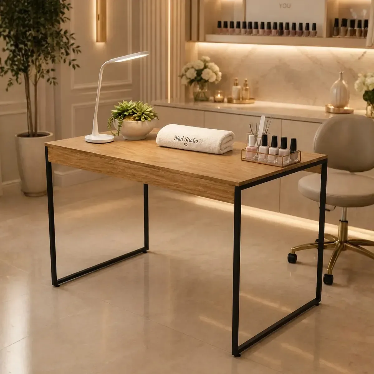 Mesa Manicure Soft Gel Profissional Mesa De Manicure Nail Designer Apoio Pedicure Salão De Beleza Cor Preto Freijó