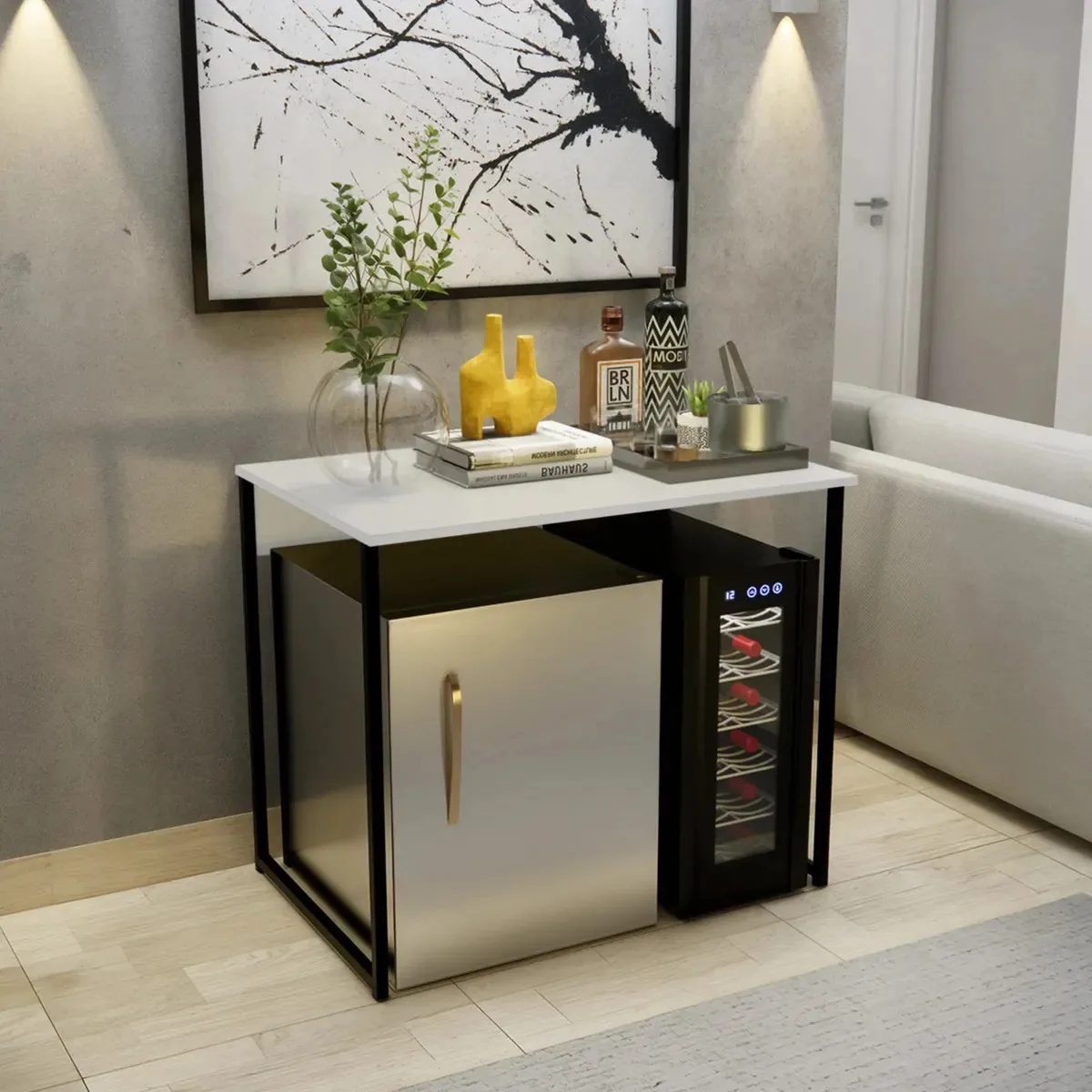 Aparador Industrial Para Frigobar Cervejeira Adega Sala Café Branco