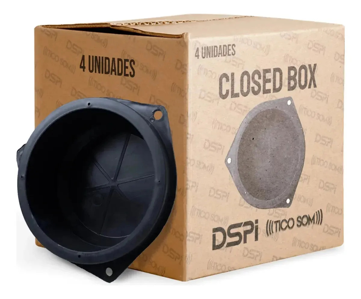 Closed Box Dspi Tico Som 6 Para Alto-falante Kit C/ 4 Unid Preto