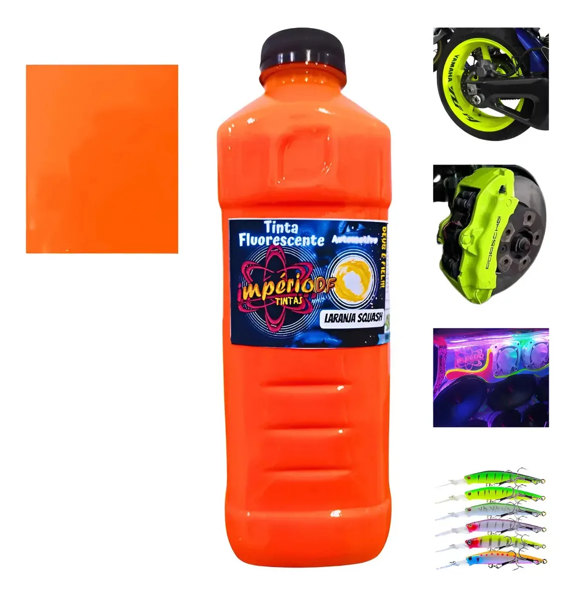 Tinta Automotiva Fluorescente Poliéster 900ml - Aerografo Cor laranja squash
