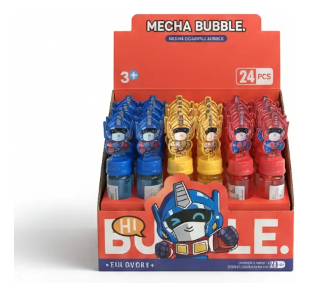 Kit 24 Bolhas Sabão Personagem Robô Lembrancinha Aniversário