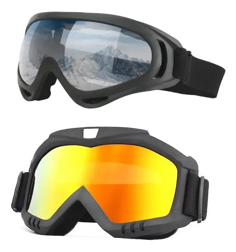 Kit 2 Óculos Jet Ski Snowboard Moto Paintball Kitesurf Uv400 Preto E Laranja Preto