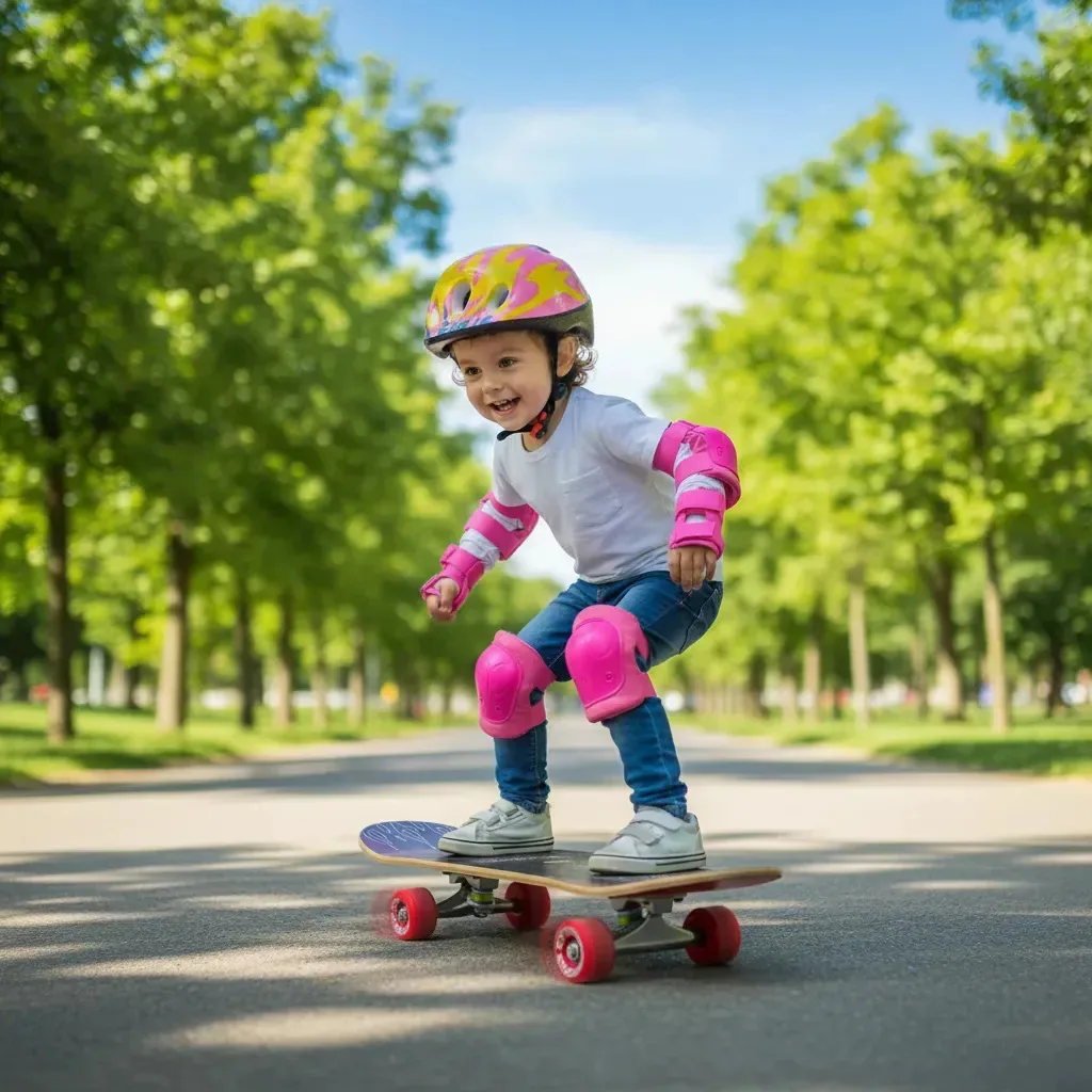 Skate Infantil Estampado C/ Kit De Proteção - Roxo