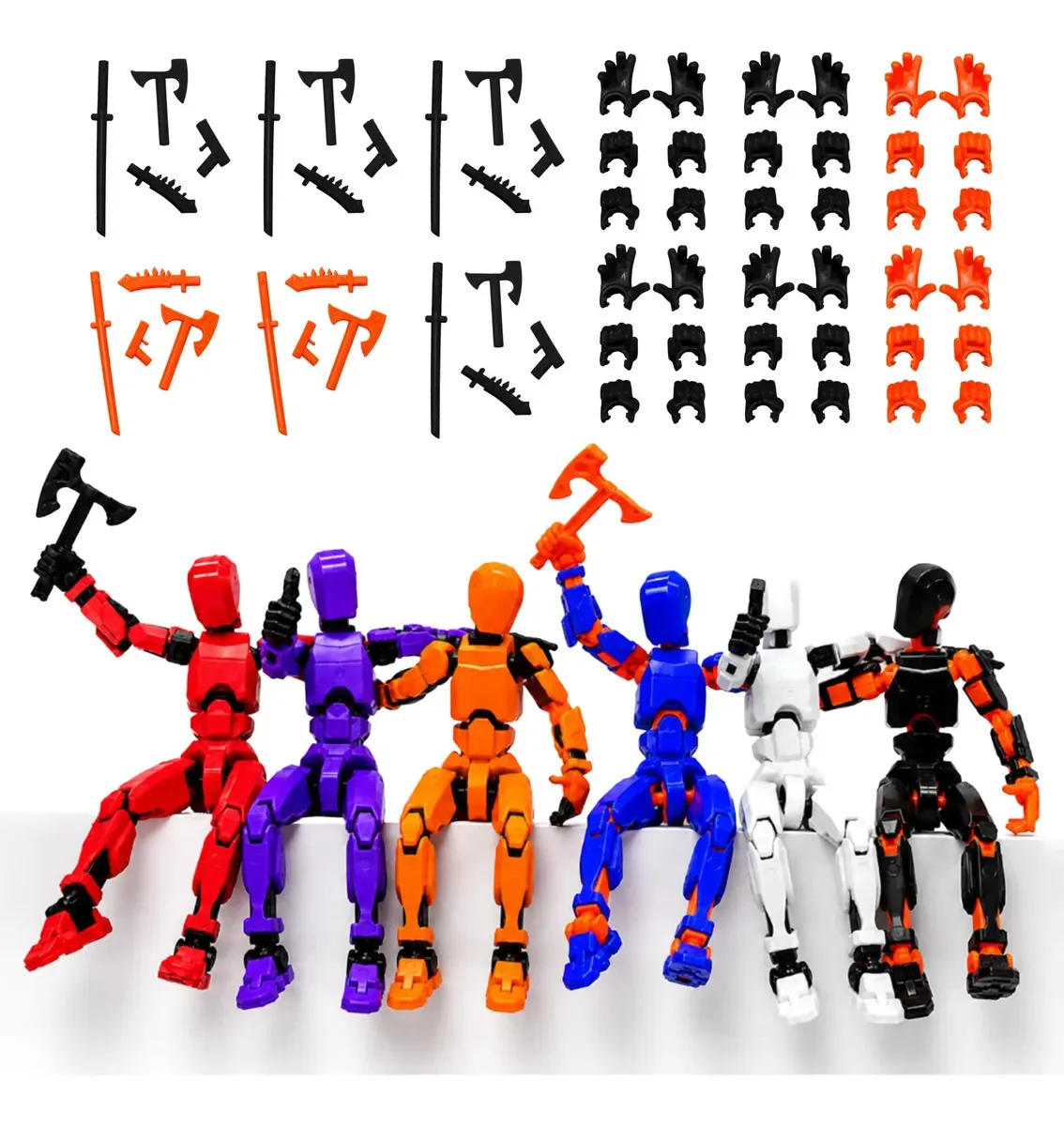 Kit 6 Bonecos Articulado Dummy 13 Decoração + Armas Completo