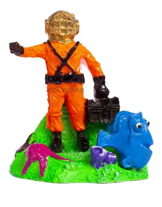 Pescador Decoração Enfeite Aquário Y050 Laranja