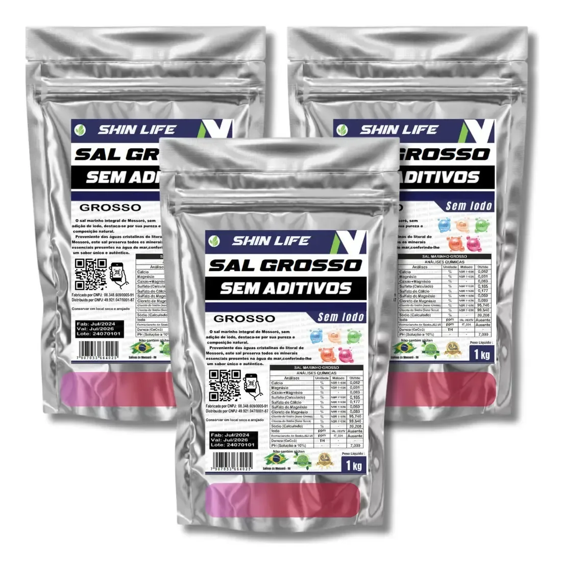 Sal Grosso Marinho Sem Iodo Sem Aditivos 3kg