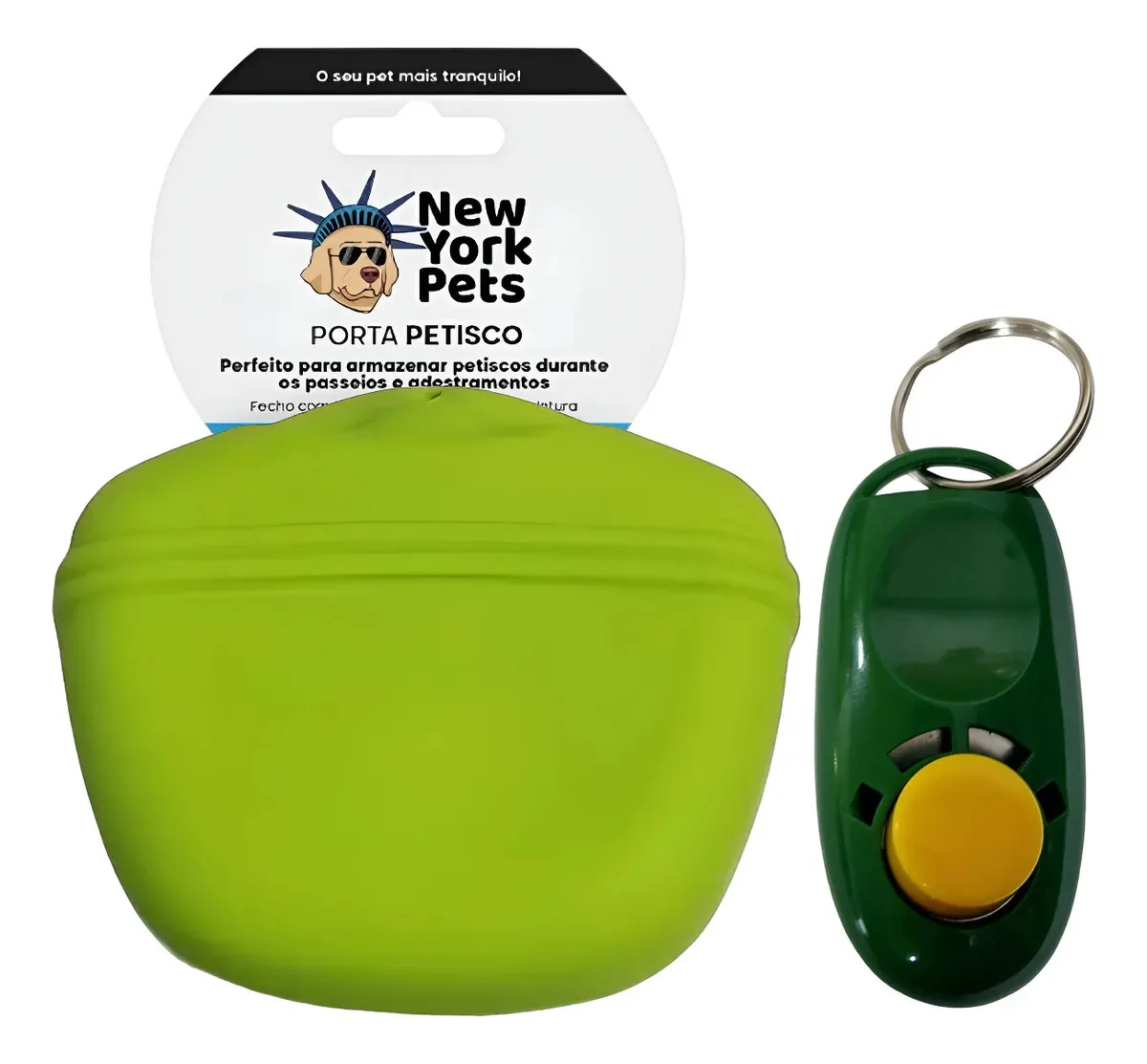 Petisqueira Pet Adestramento Passeio Porta Petisco Cães Gato Cor Verde