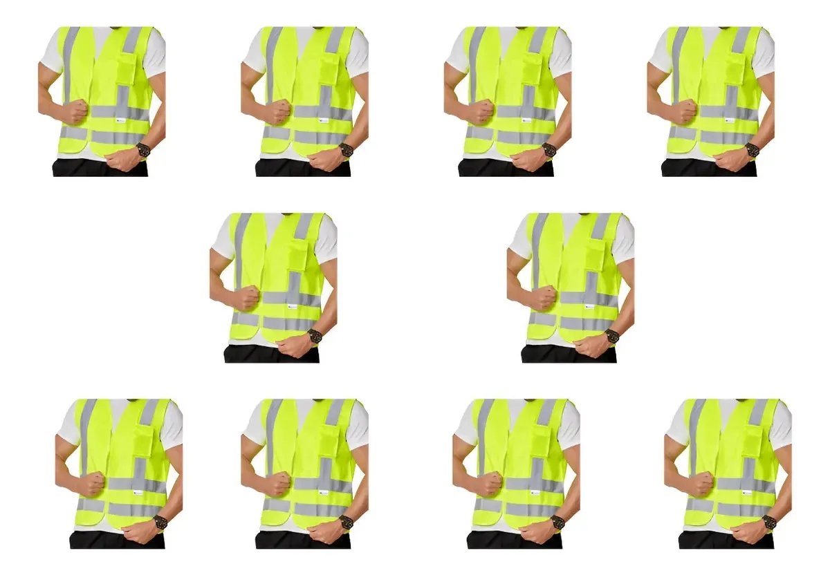 Kit 10 Coletes Refletivo Blusão De Sinalização Obra Transito Amarelo M