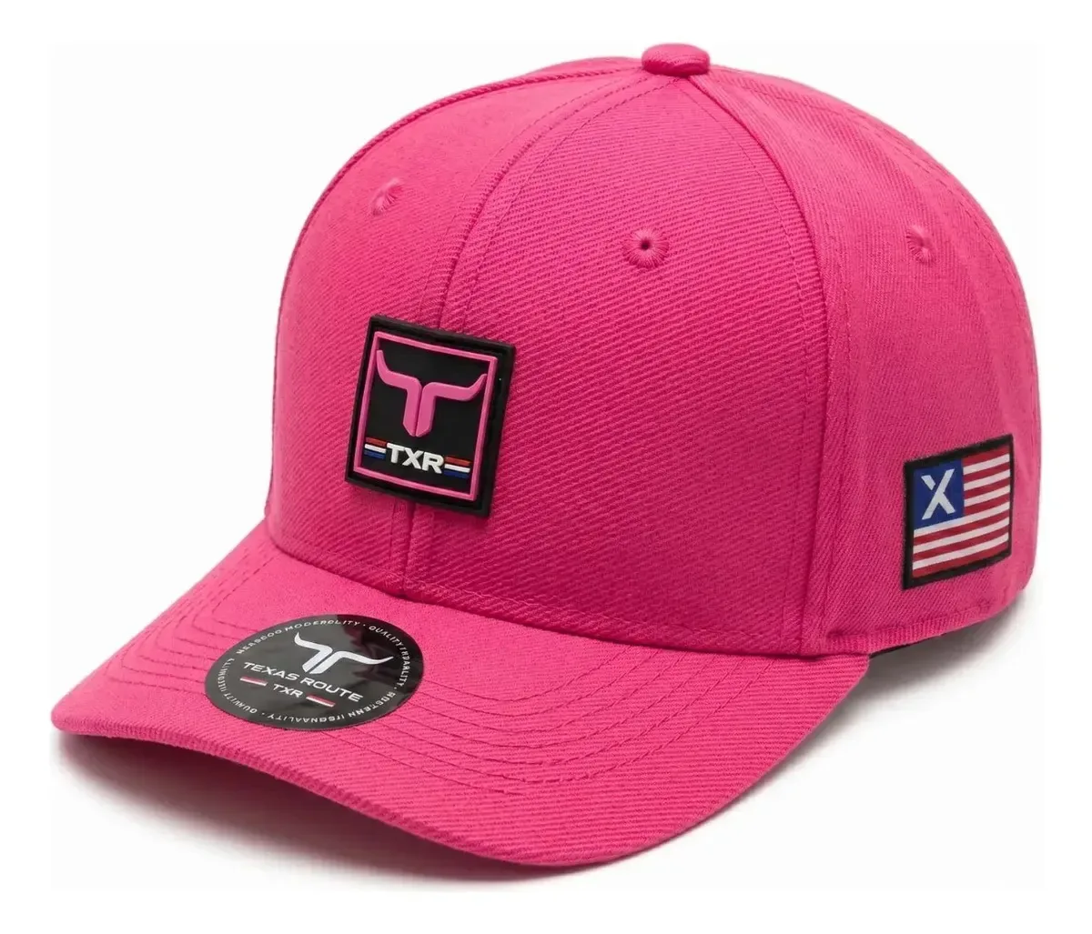 Boné Country Agro Texas Route Aba Curvada Bandeira Ajustável Pink Un Cowboy