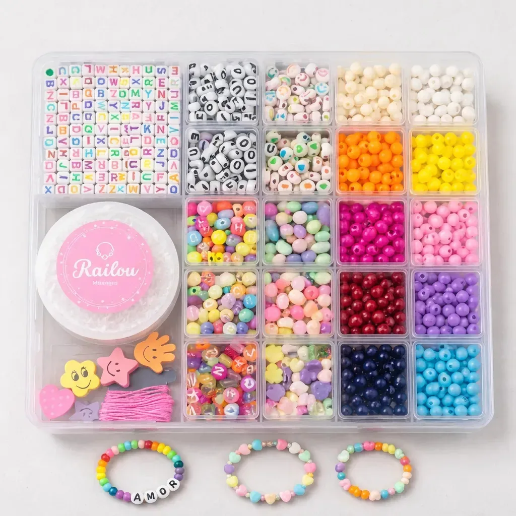Kit Para Fazer Pulseiras 1800 Pçs Miçangas Infantil