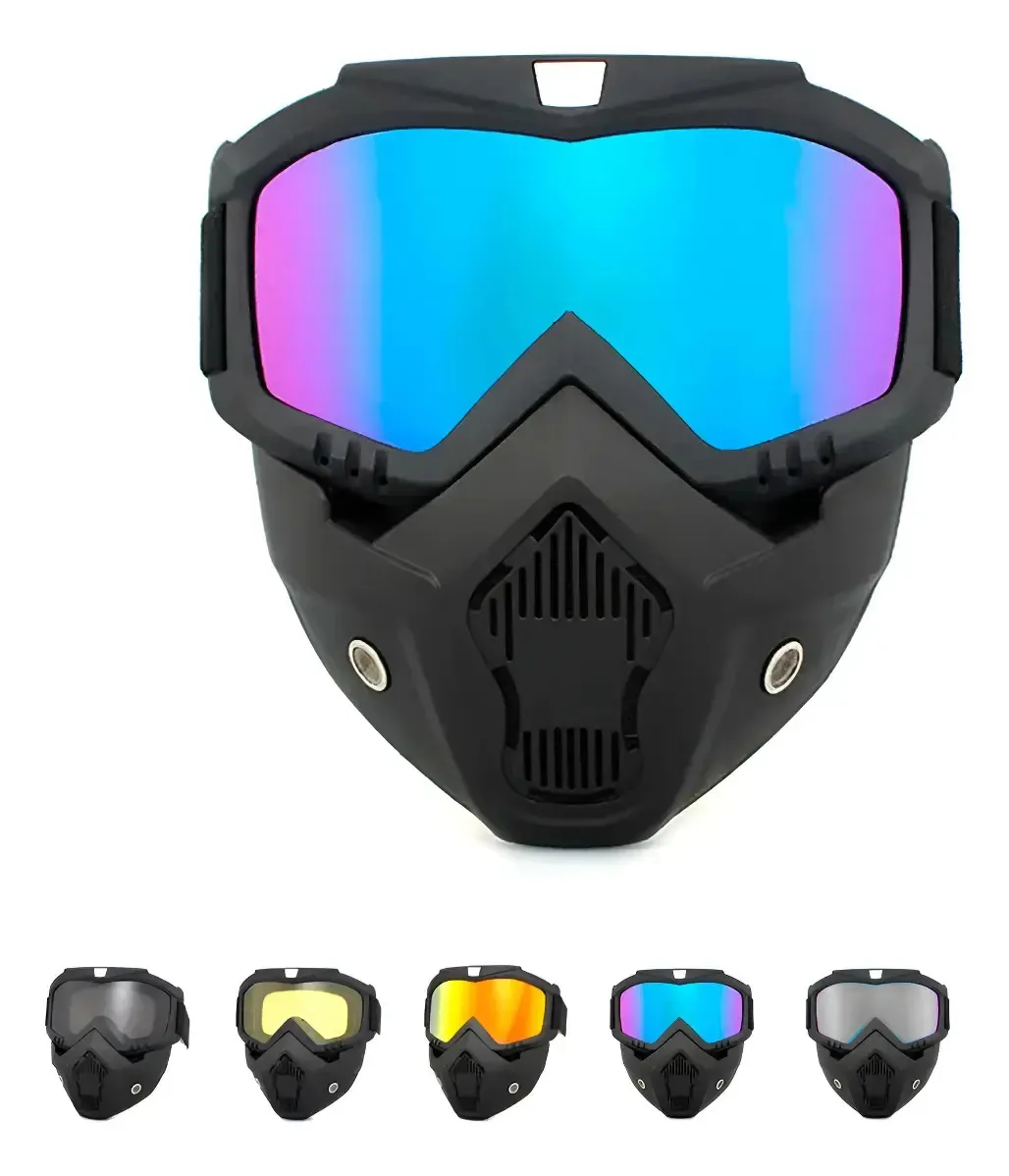Máscara Óculos Proteção Motociclista Bike Motocross Capacete Cor Azul