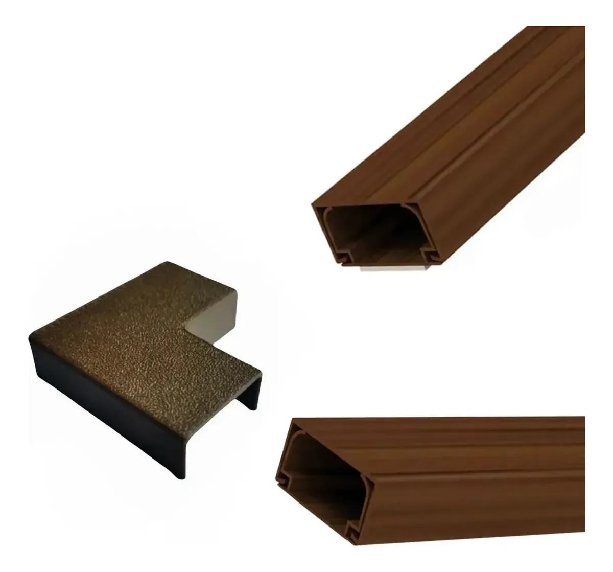 Canaleta Mogno 20x10 C/ 2 Barras De 1 Metro + Cotovelo Plano
