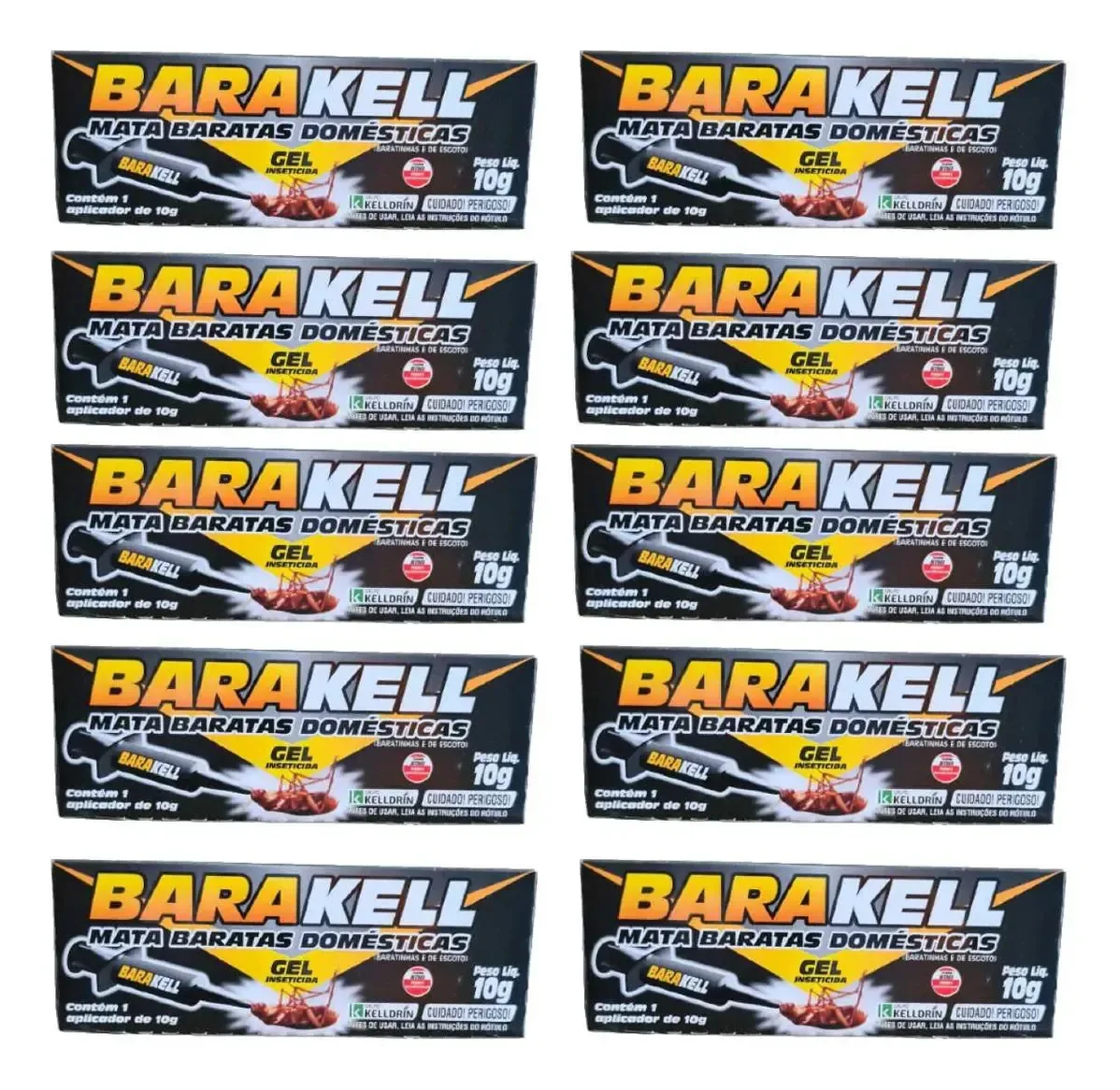 Mata Baratas Barakell Gel Seringa Kelldrin 10g Kit C/ 10