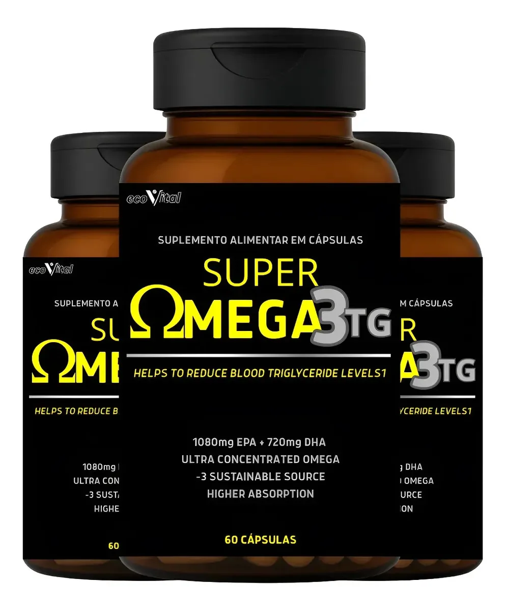 Ômega 3 Super TG ECOVITAL Ultra Concentrado Para Saúde do Coração e Cérebro
