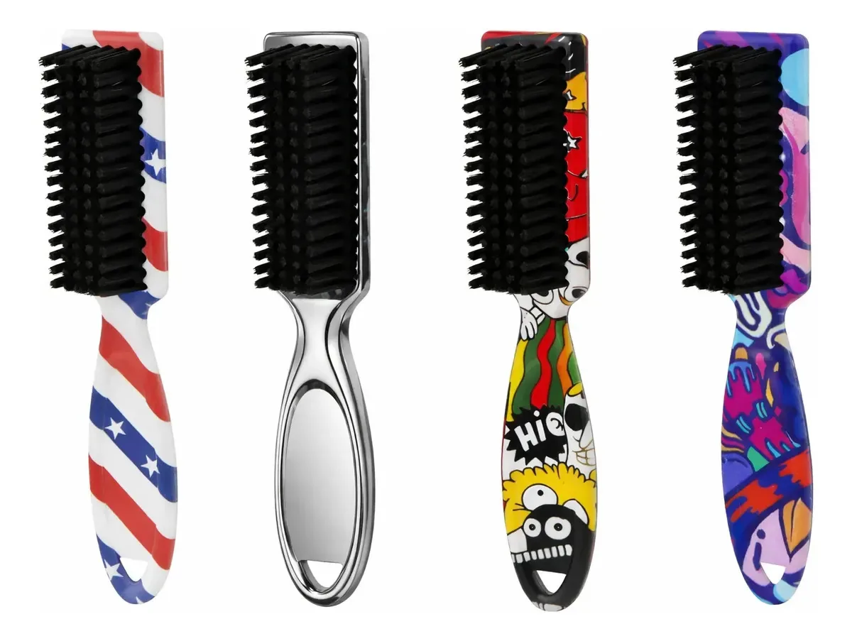 Escovinha De Disfarce Degrade Barbeiro Limpeza Cabelo Barba Cromada