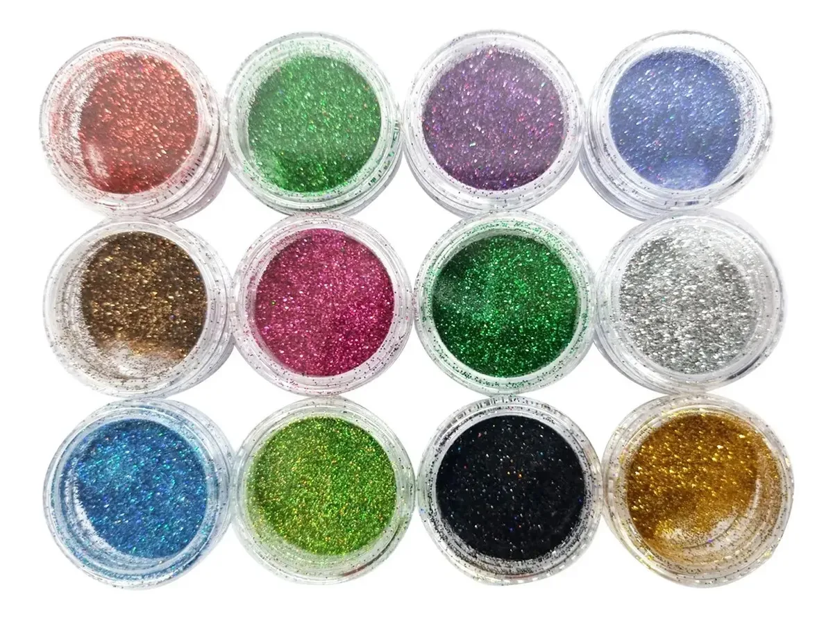 12un Decoração Unhas Glitter Flocado Variados Encapsulamento Cor HS-436