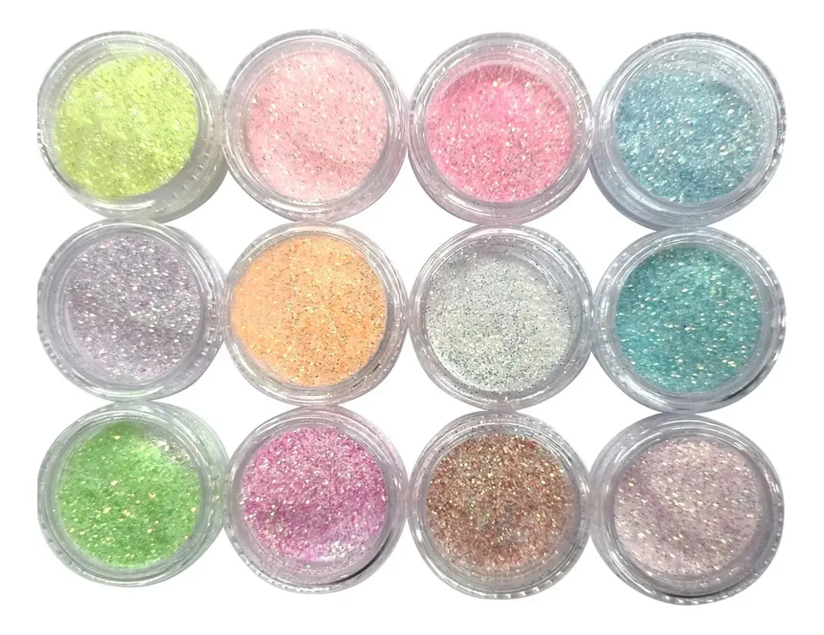 12un Decoração Unhas Glitter Flocado Variados Encapsulamento Cor HS-441