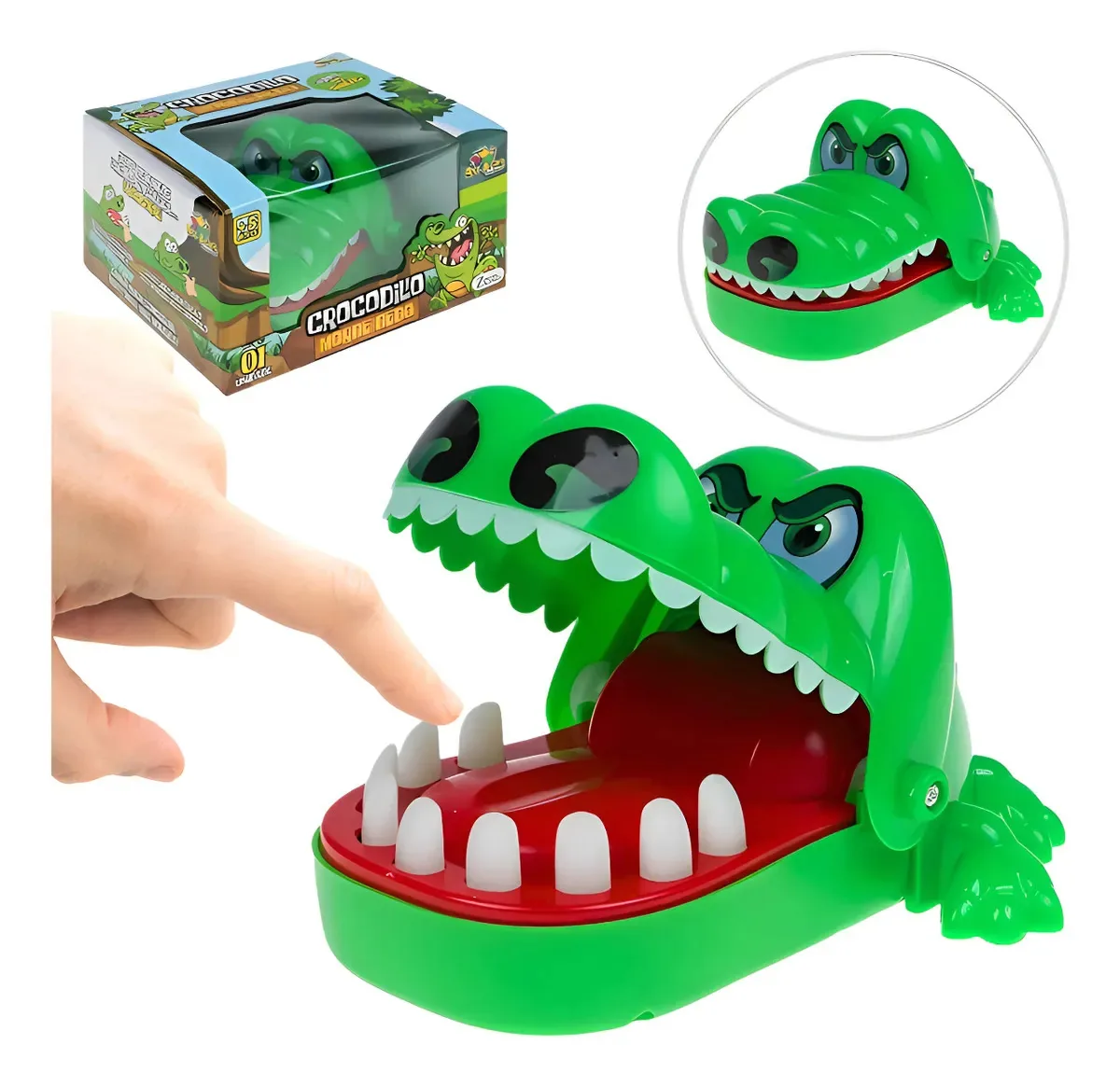 Brinquedo Infantil Jacaré Morde Dedo Crocodilo Dentista Verde