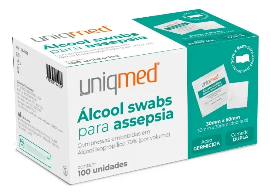 Álcool Swabs Uniqmed 500 Un Para Higiene Completa