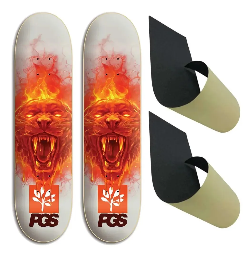 2 Shapes De Skate Progress - Pgs Fiberglass Lion Fire 8.0 Branco/laranja/vermelho