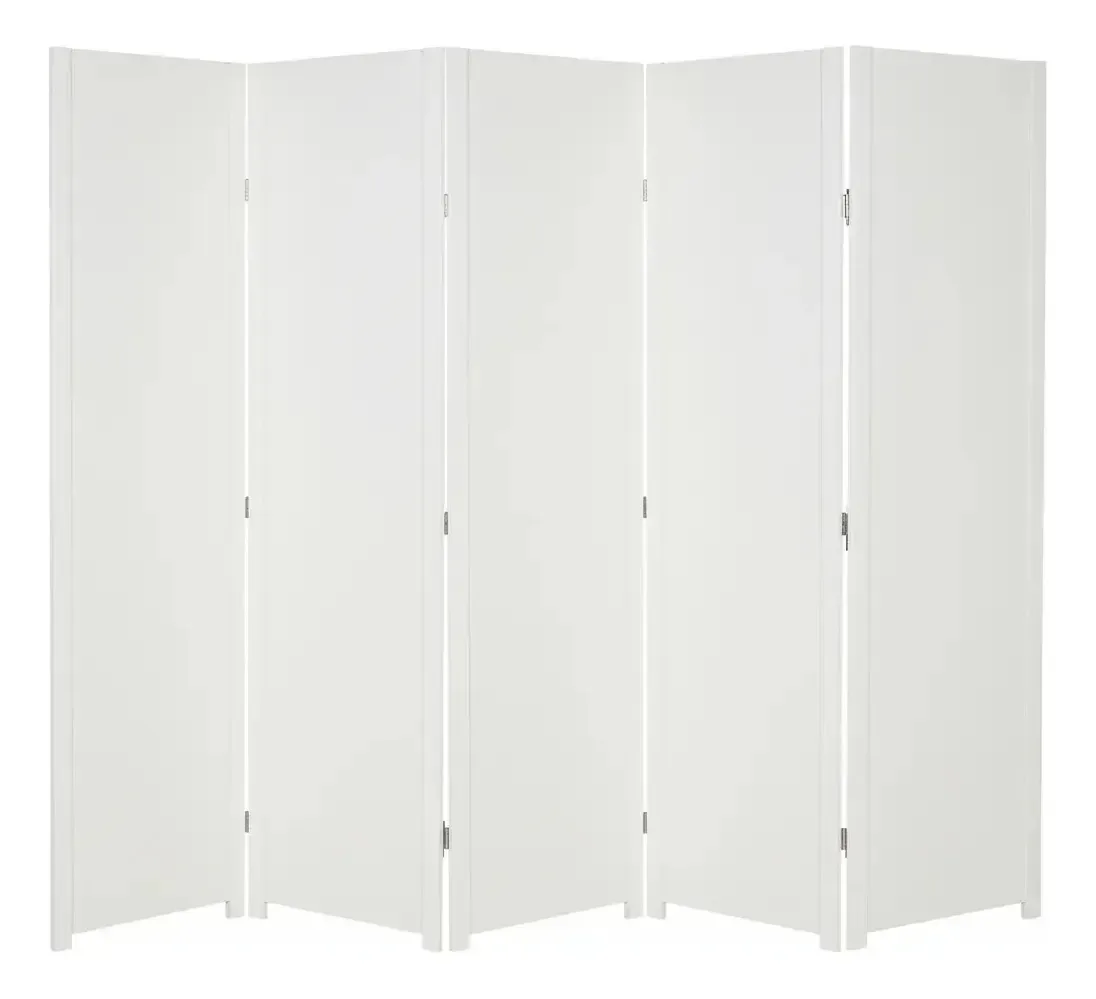 5 Biombo Liso Fechado Pintado Painel Divisor De Ambiente Nc Cor Branco.