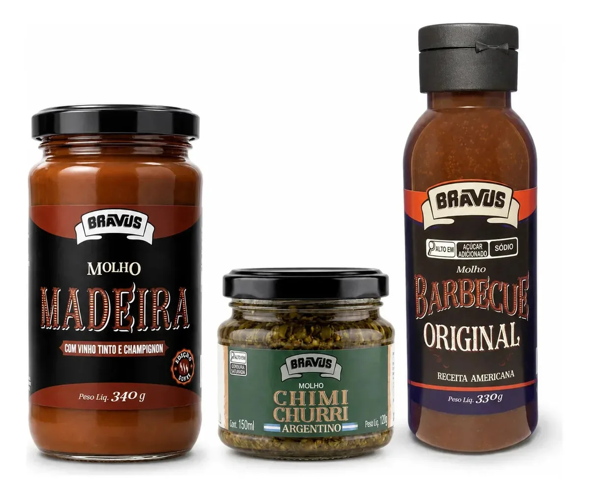 Combo 3 Molhos Para Carnes Premium Bravus