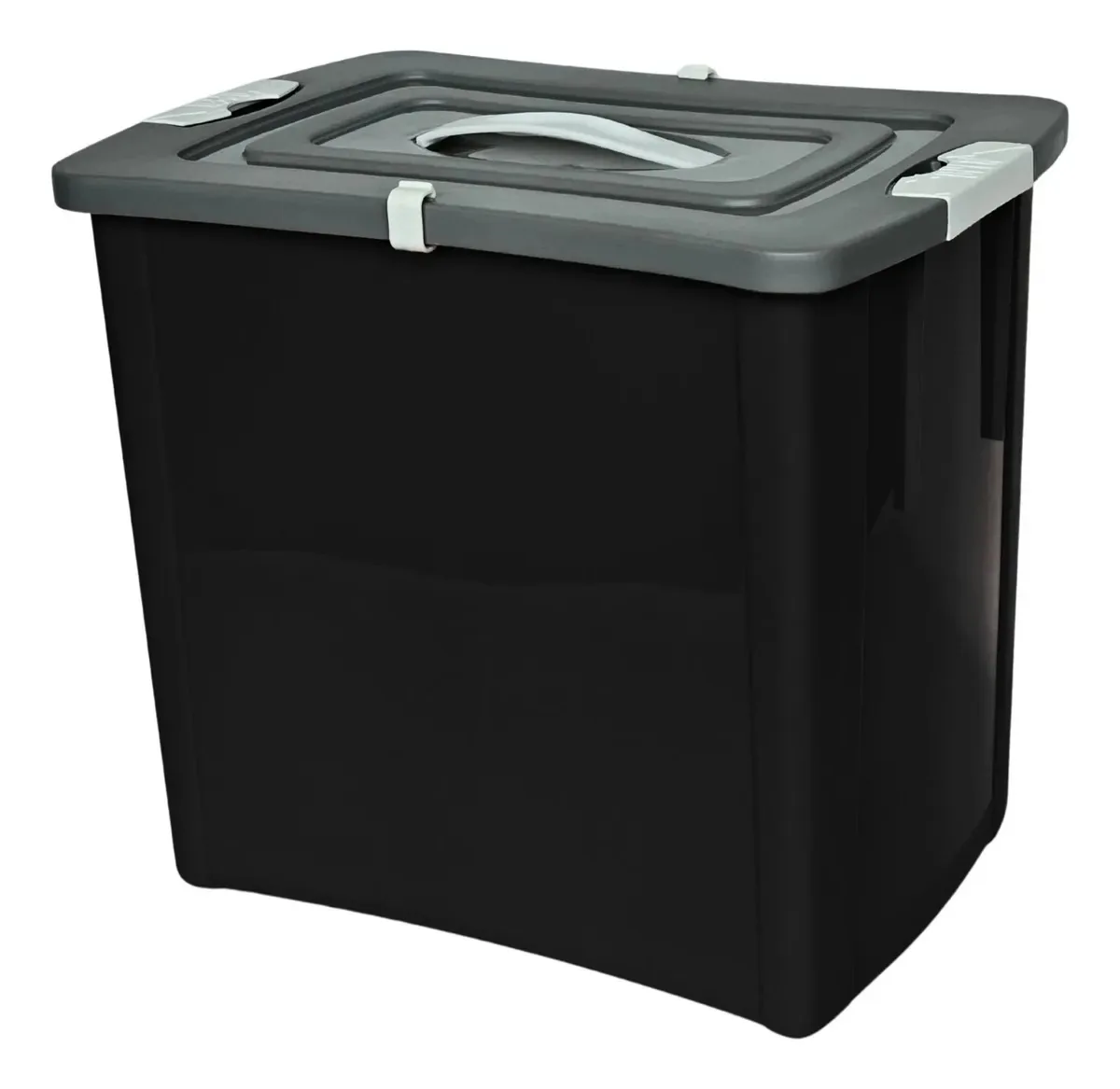 Porta Ração 27l Pote Para Guardar Ração Container Multiuso Lisa Preto