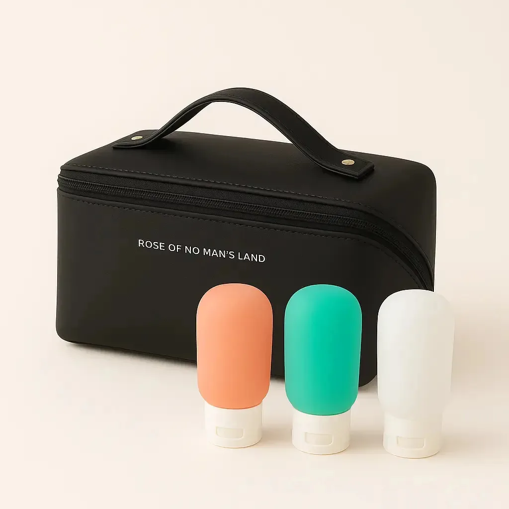 Bolsa Necessaire Porta Maquiagem Viagem Grande Frasco Creme Preto Lisa