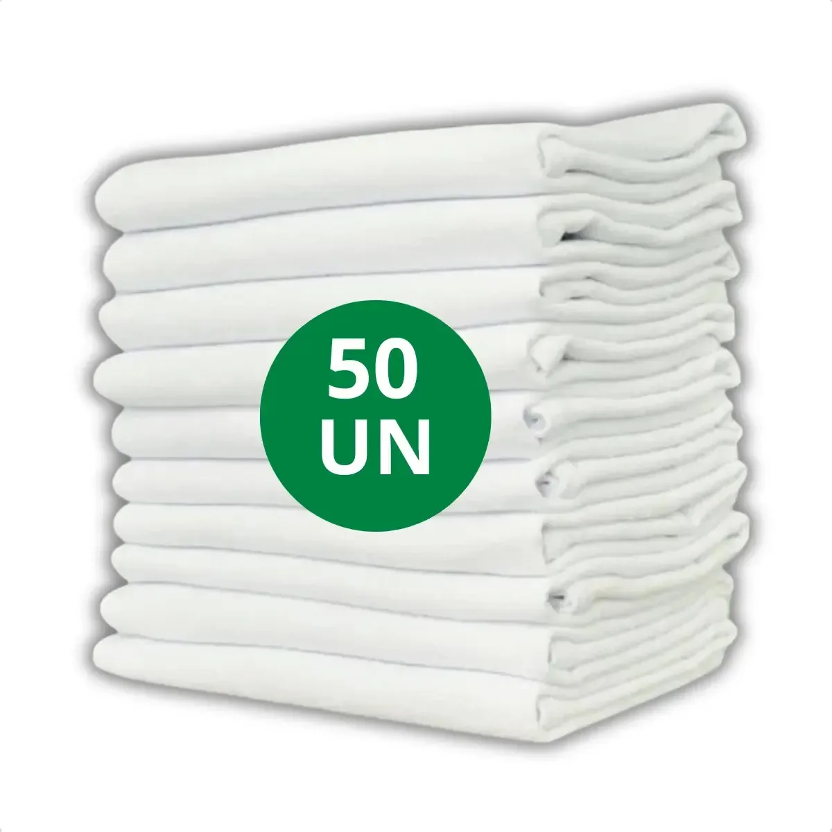Kit 50 Panos Prato Liso Branco Extra Grande Algodão Bainha