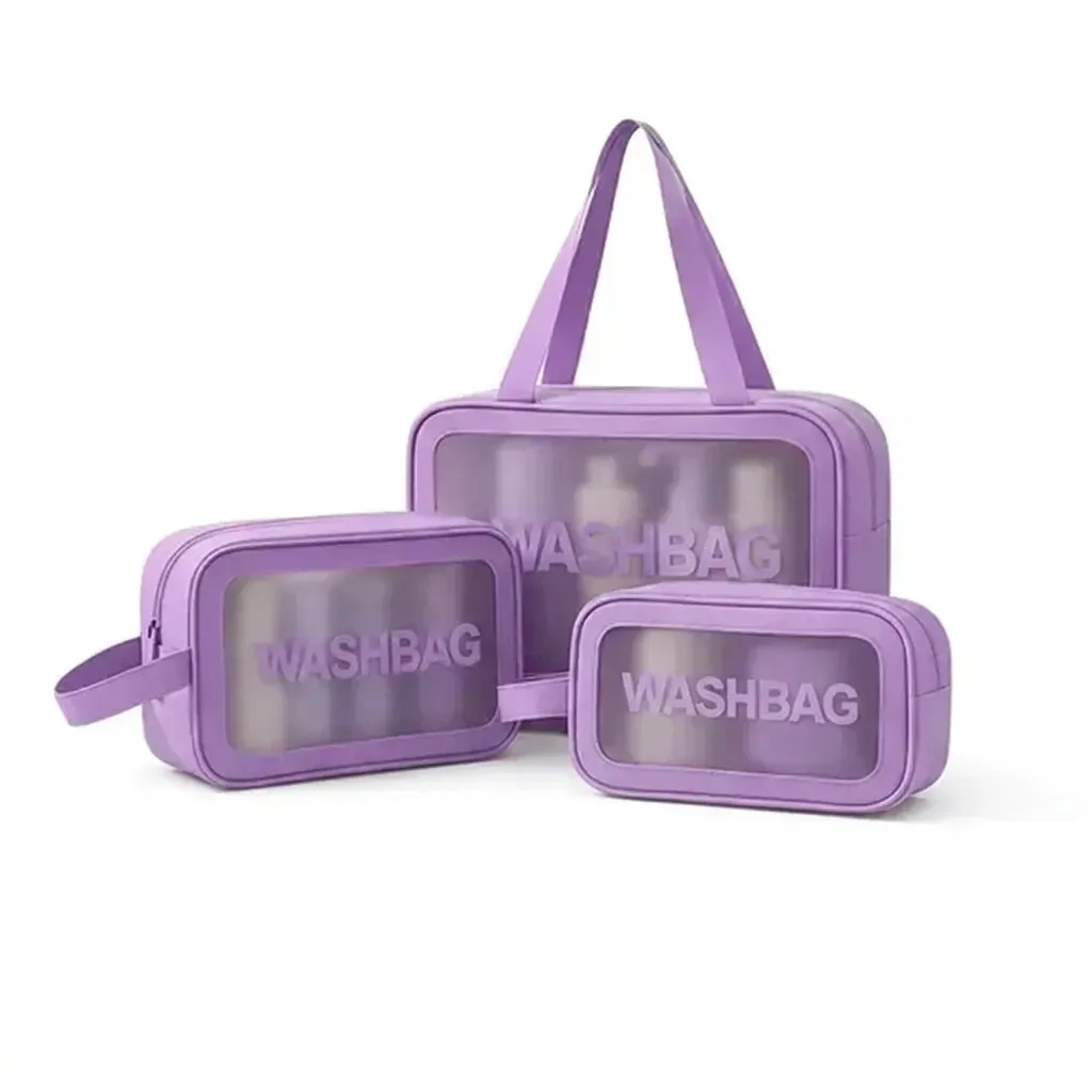 Kit Necessaires Feminina Impermeável Washbag Maquiagem Cosméticos Viagem Praia Camping Dunanda Oficial Cor Lílas