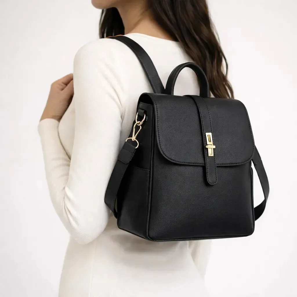 Mochila Feminina Escolar Bolsa Feminina Faculdade Cor Preto