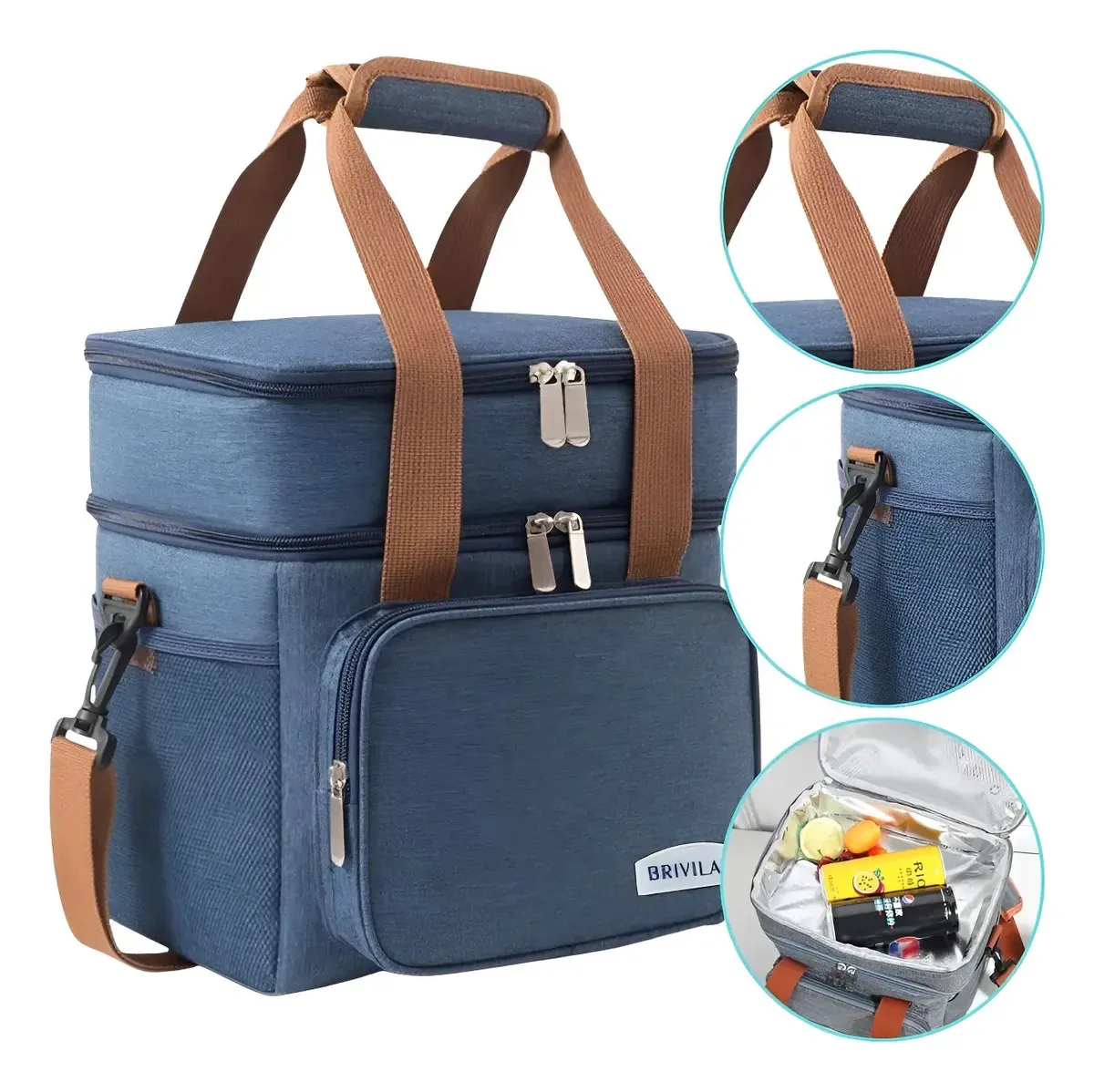 Bolsa térmica Brivilas Marmiteira Grande 6 Latinhas de 12L - azul