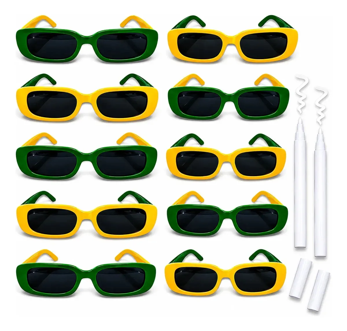 Kit 10 Óculos Copa Do Mundo Brasil Festa Hexa Jogo Brasil 2 Canetas Para Personalizar Oculos Para Festa Torcida