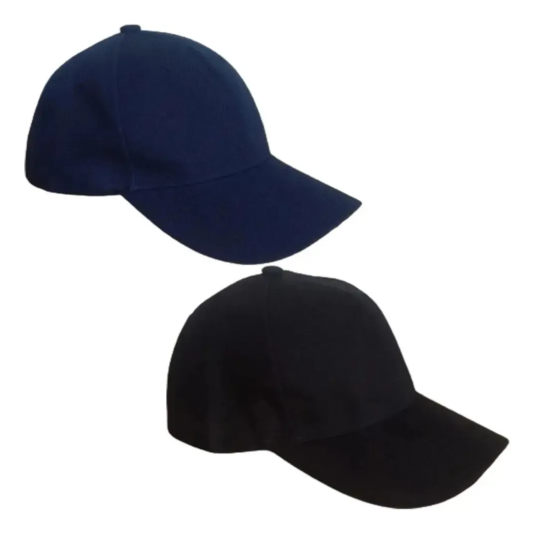 2 Bonés Chapeu Bombeta Ajustável Liso Aba Curva Azul E Preto