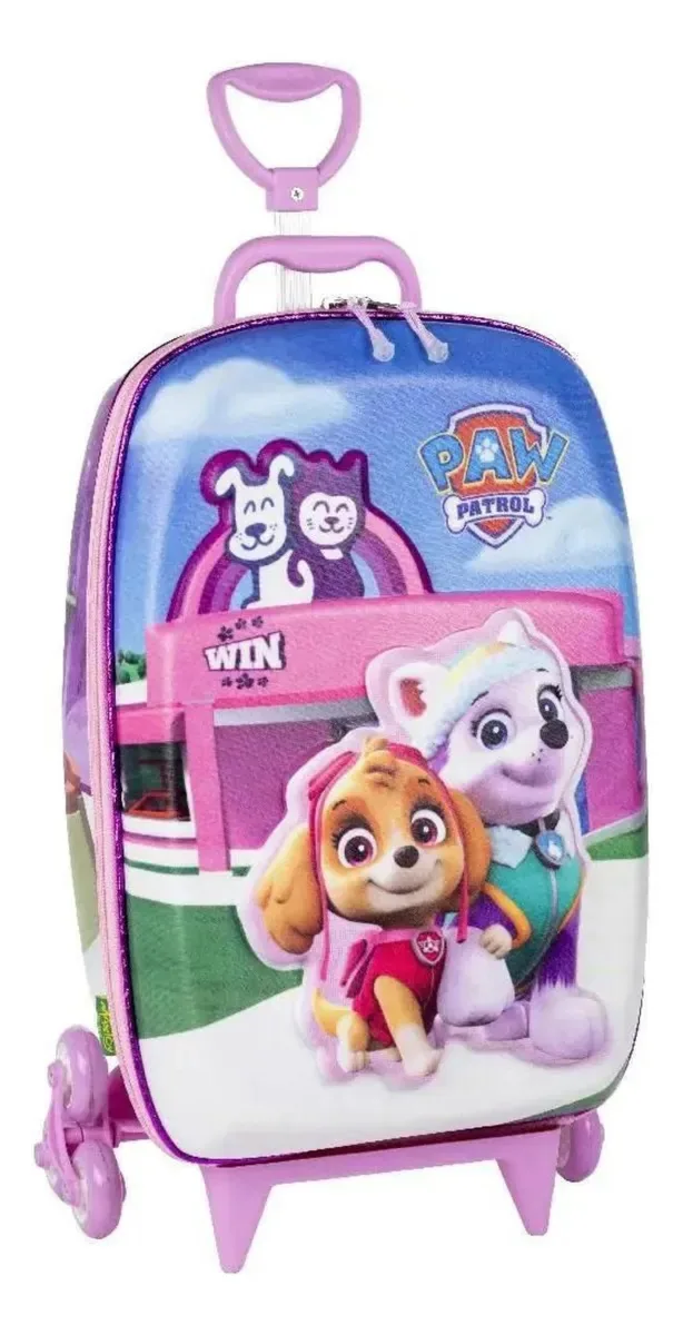 Mochila Roda Tripla 3d Maxtoy Patrulha Canina Pet Shop Cor:rosa Rosa