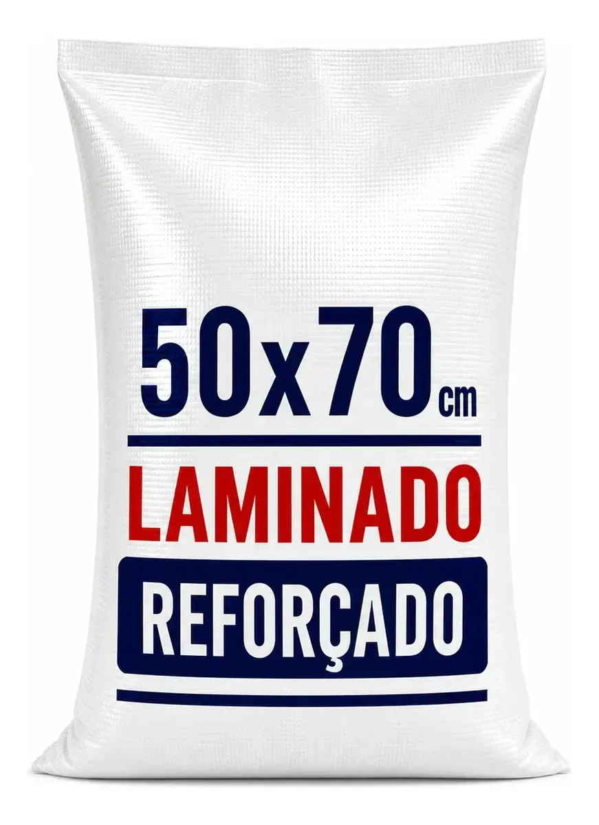 50 Sacos De Ráfia 50x70 Laminado Entulho Construção Areia Branco