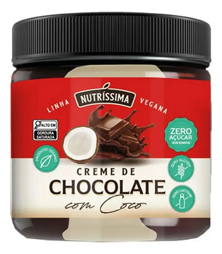 Creme de Chocolate Com Coco Nutrissima Sem Açúcar e Sem Glúten 450g