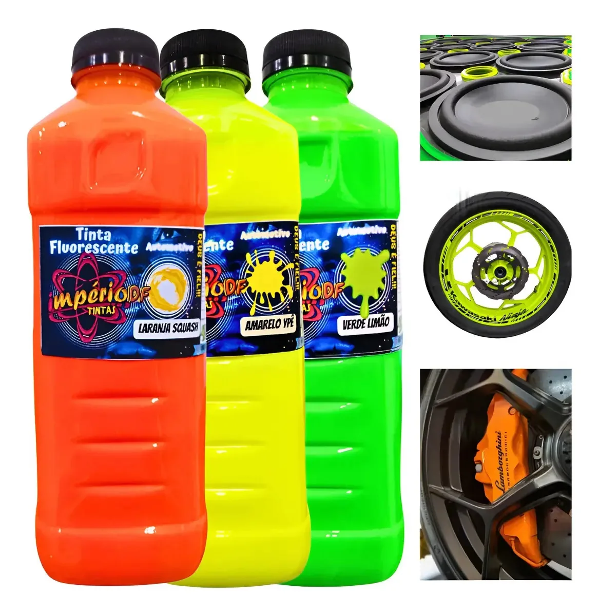 Tinta Automotiva Fluorescente Poliéster 900ml - Aerografo Cor Amarelo Limão