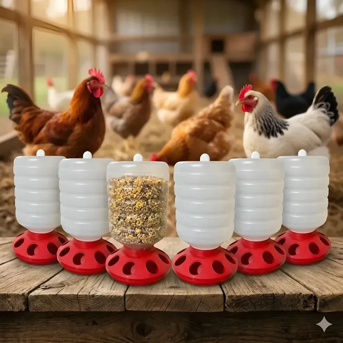 6 Und Comedouro Automatico Aves Pintinhos Codornas 1,5kg
