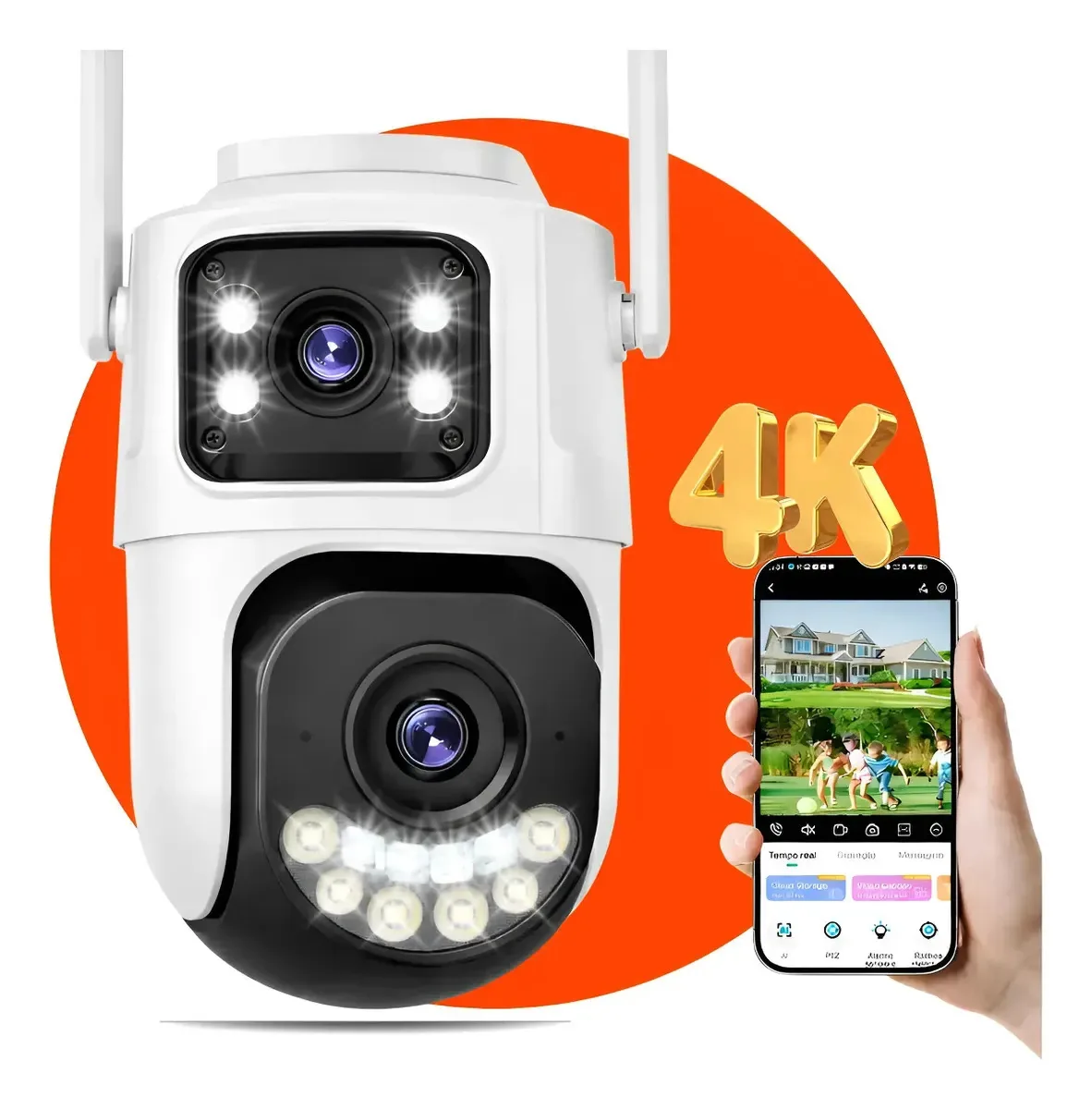 Câmera Segurança P3 Wifi 6mp Lente Dupla Ptz Rastreamento Branco