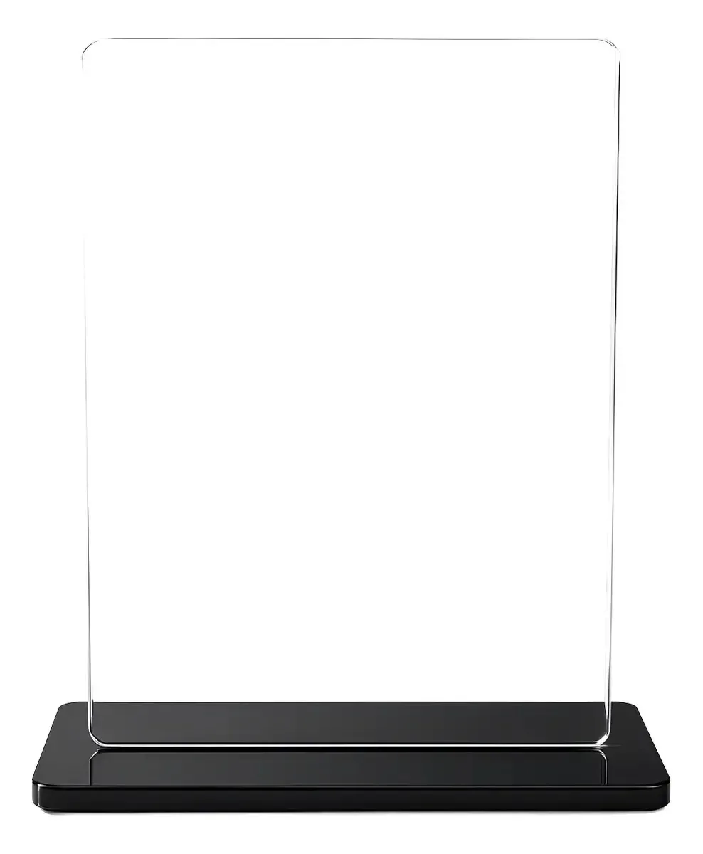 10 Placas Troféu Acrílico Cristal 2mm 10x15cm C/base Preta